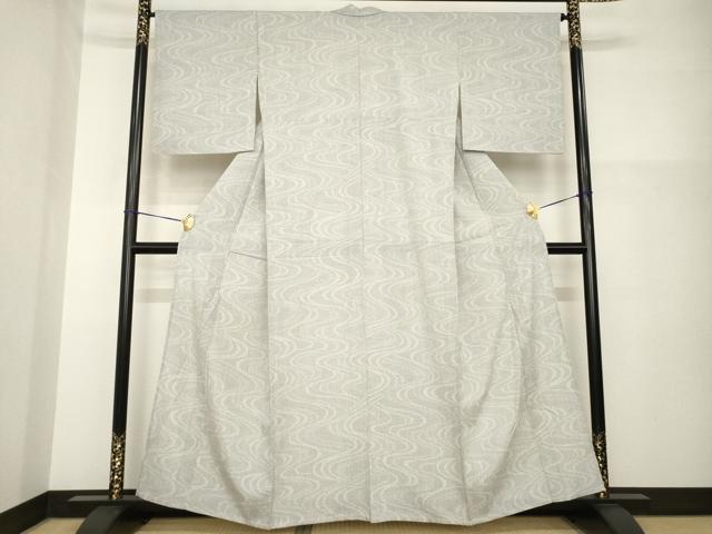 平和屋着物▽結城紬 単衣 80亀甲 流水文 正絹 逸品 AABG8458ck