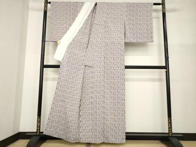 平和屋着物▽上質な小紋 単衣 お召地 立涌文 正絹 逸品 AABG8467ck
