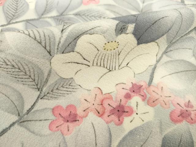 平和屋着物▽上質な小紋 単衣 手描き 草花尽くし 正絹 逸品 AABG8475ck