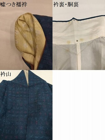 平和屋着物●上質な紬 ちぢみ織 正絹 逸品 AABG8484ph