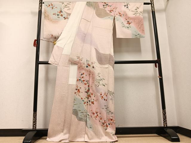 平和屋着物●訪問着 慶彩小袖 松竹梅文 暈し染め 金彩 正絹 逸品 AABG8489ph