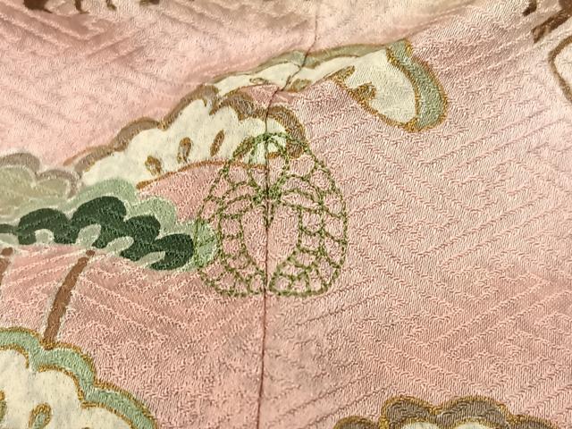 平和屋着物●訪問着 慶彩小袖 松竹梅文 暈し染め 金彩 正絹 逸品 AABG8489ph