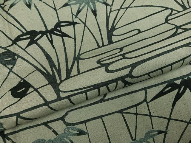 平和屋着物●上質な小紋 紬地 型染め 草花文 正絹 逸品 AABG8495ph