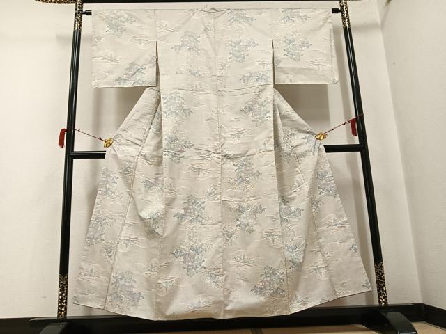 平和屋着物●本場大島紬 白大島 カタス7マルキ 風景樹林文 正絹 逸品 未使用 AABG8496ph