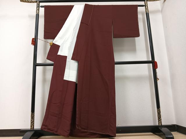 平和屋着物●上質な色無地 赤褐色 正絹 逸品 未使用 AABG8498ph