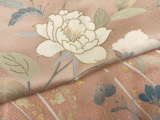 平和屋着物●訪問着 友禅 草花文 暈し染め 金彩 正絹 逸品 AABG8500ph