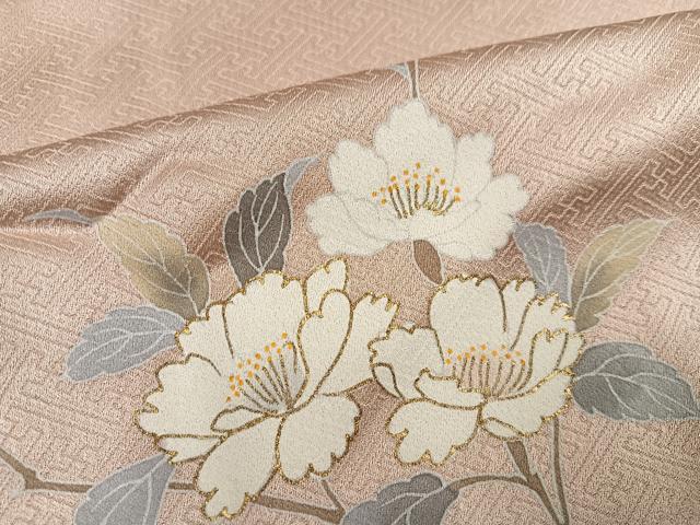 平和屋着物●訪問着 友禅 草花文 暈し染め 金彩 正絹 逸品 AABG8500ph