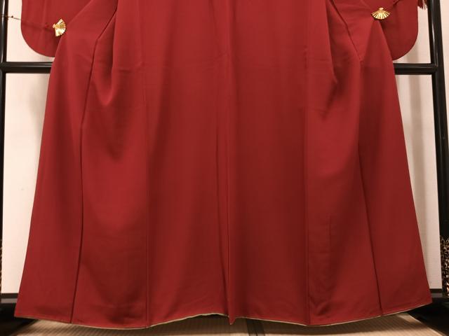 平和屋着物●ファッションデザイナー KENZO KIMONO 高田賢三 小振袖 二尺袖 色無地 蘇芳色 正絹 逸品 AABG8512ph