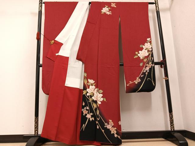 平和屋着物●豪華振袖 枝花文 暈し染め 金彩 正絹 逸品 AABG8516ph