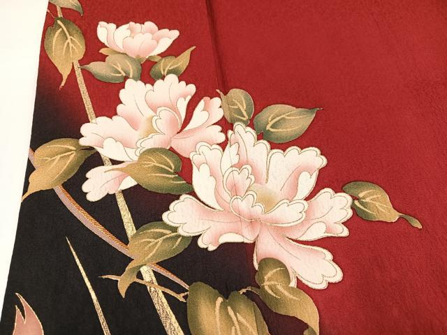 平和屋着物●豪華振袖 枝花文 暈し染め 金彩 正絹 逸品 AABG8516ph