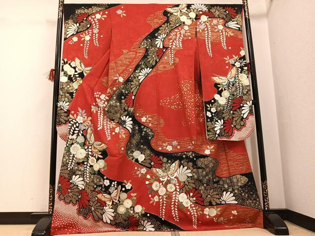 平和屋着物●豪華振袖 花蝶文 金彩 正絹 逸品 AABG8521ph