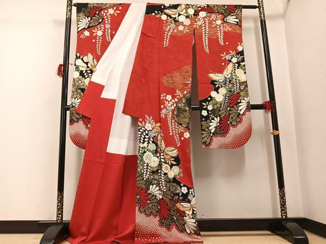 平和屋着物●豪華振袖 花蝶文 金彩 正絹 逸品 AABG8521ph