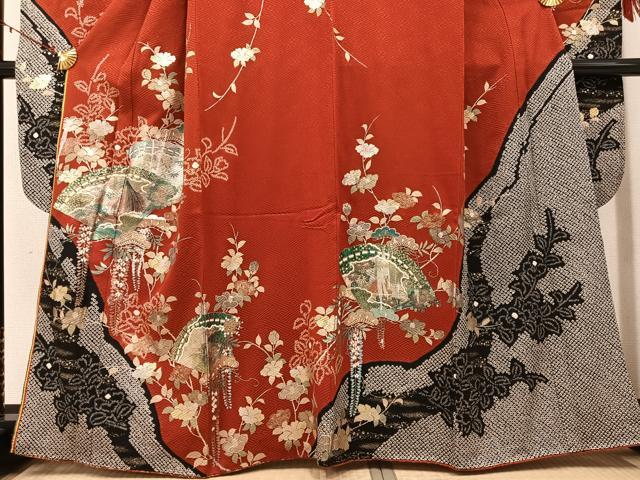平和屋着物●豪華振袖・長襦袢(無双仕立て)セット 絞り 檜扇人物草花文 金銀彩 やまと誂製 正絹 逸品 AABG8527ph
