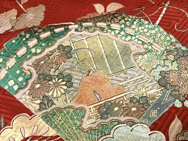 平和屋着物●豪華振袖・長襦袢(無双仕立て)セット 絞り 檜扇人物草花文 金銀彩 やまと誂製 正絹 逸品 AABG8527ph