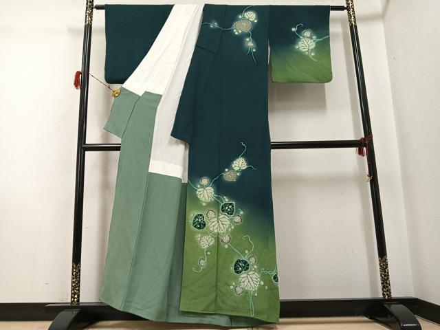 平和屋着物●訪問着 作家物 辻が花 葵 暈し染め 鬼しぼ縮緬 正絹 逸品 AABG8529ph