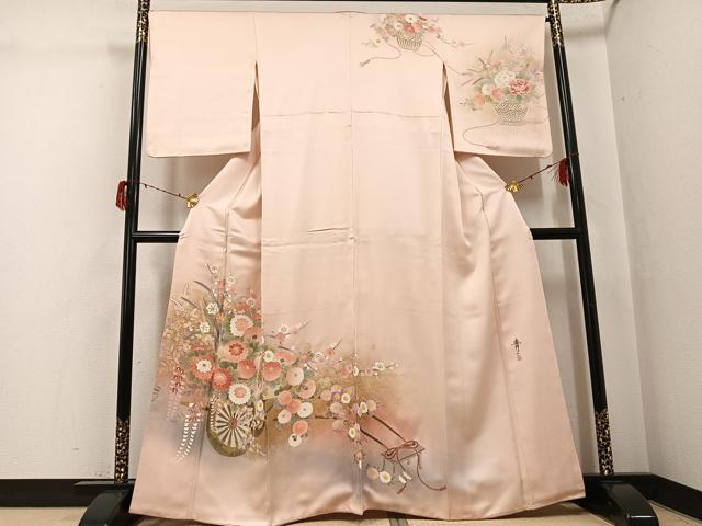平和屋着物●京友禅の第一人者 松井青々 訪問着 花車文 暈し染め 金彩 正絹 逸品 AABG8532ph