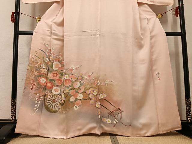 平和屋着物●京友禅の第一人者 松井青々 訪問着 花車文 暈し染め 金彩 正絹 逸品 AABG8532ph