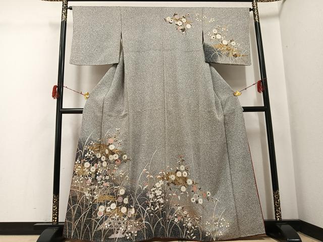 平和屋着物●訪問着 草花文 暈し染め 金彩 正絹 逸品 AABG8534ph