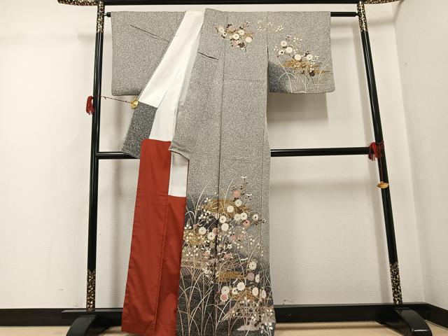 平和屋着物●訪問着 草花文 暈し染め 金彩 正絹 逸品 AABG8534ph