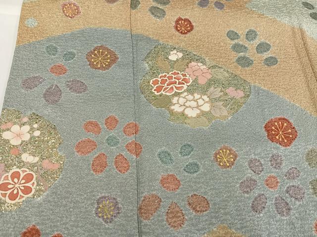 平和屋着物●訪問着 草花文 金彩 正絹 逸品 AABG8538ph