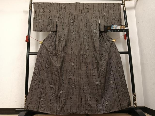 平和屋着物●本場大島紬 古代染色純泥染 一元7マルキ 花間道 徳論 証紙付き 正絹 逸品 AABG8539ph