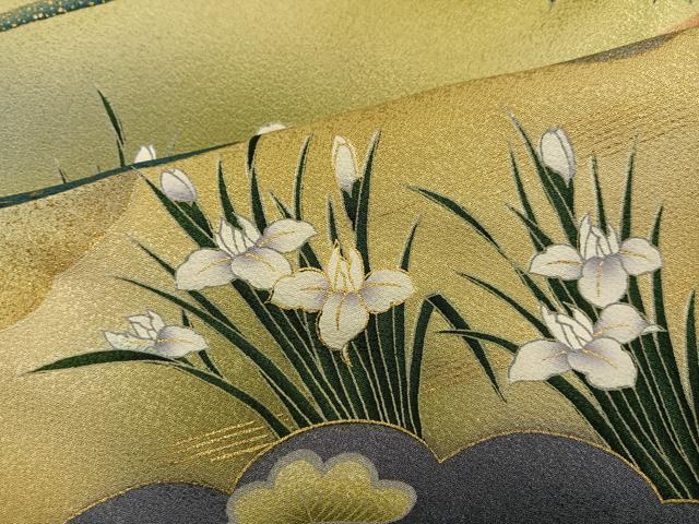 平和屋着物●豪華振袖 草花文 暈し染め 金彩 正絹 逸品 AABG8542ph
