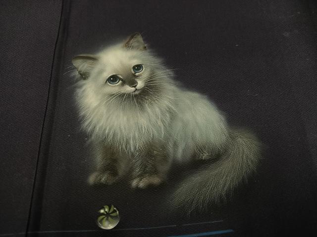 平和屋着物●訪問着 作家物 隆二 手描き 猫 ビー玉 サイコロ 暈し染め 正絹 逸品 AABG8543ph