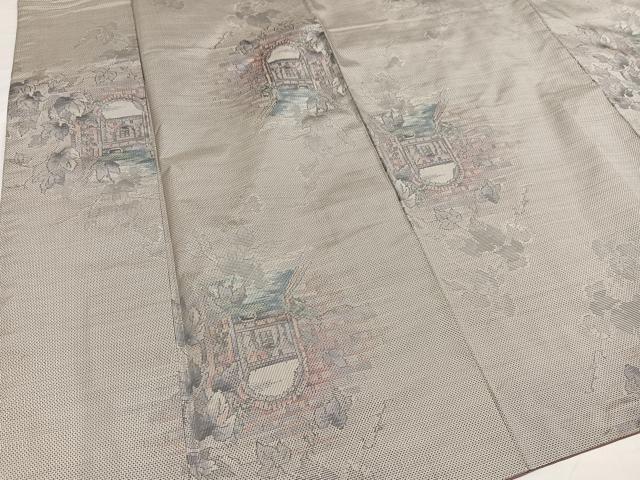 平和屋着物●本場大島紬 白大島 一元7マルキ 総絣 風景樹林文 正絹 逸品 AABG8544ph
