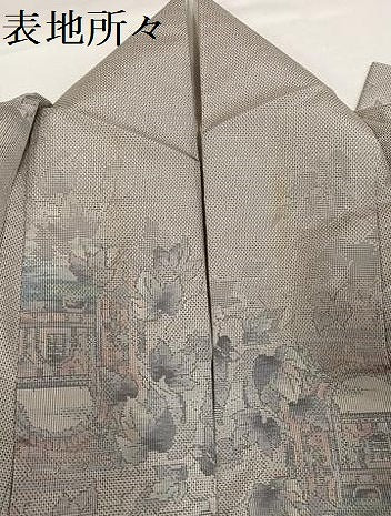 平和屋着物●本場大島紬 白大島 一元7マルキ 総絣 風景樹林文 正絹 逸品 AABG8544ph