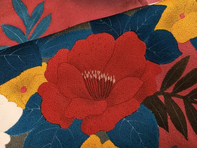 平和屋着物●訪問着 手描き 草花文 暈し染め 正絹 逸品 AABG8552ph