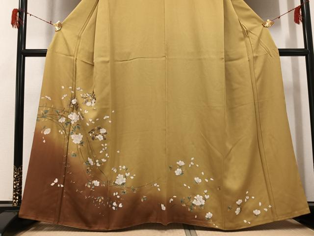 平和屋着物●訪問着 手描き 枝花文 暈し染め 金彩 正絹 逸品 AABG8559ph