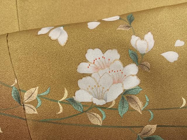 平和屋着物●訪問着 手描き 枝花文 暈し染め 金彩 正絹 逸品 AABG8559ph
