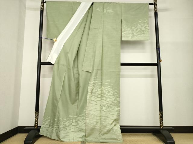 平和屋着物▽本場染大島紬 訪問着 単衣 霞文 三越扱い 正絹 逸品 AABG8567ck