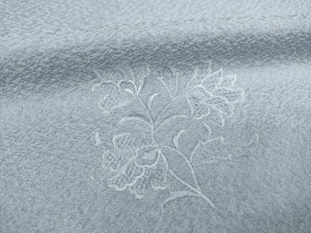 平和屋着物▽無地絵羽訪問着 単衣 中国三大刺繍 スワトウ刺繍 汕頭刺繍 冊子花鳥文 薄鼠色 正絹 逸品 AABG8571ck