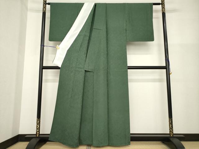 平和屋着物▽上質な色無地 単衣 藍海松茶色 正絹 逸品 AABG8573ck