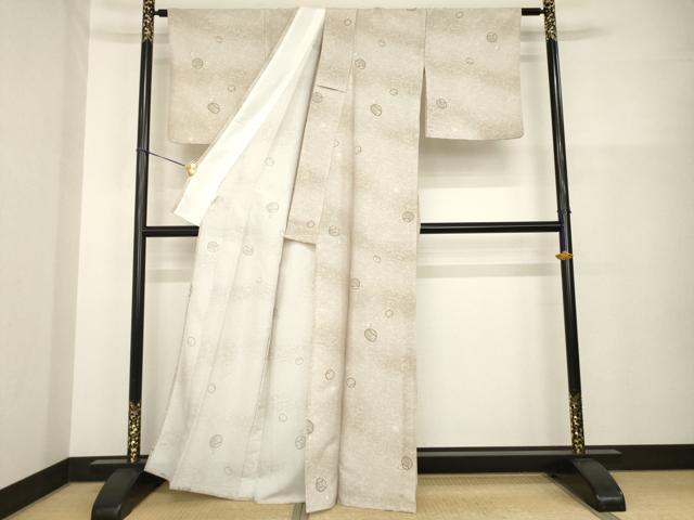 平和屋着物▽小紋 単衣 花丸文 洗える着物 AABG8633ck