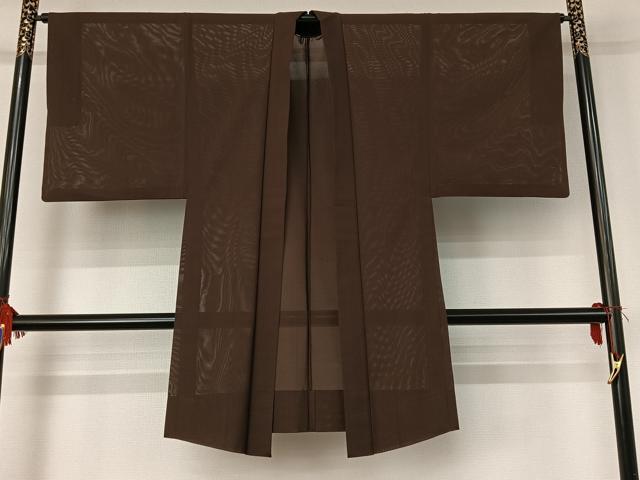 平和屋着物▽男性 羽織 色紋付 スリーシーズン 春夏秋 赤墨色 正絹 逸品 AABG8643jh