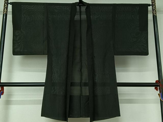 平和屋着物▽男性 羽織 スリーシーズン 春夏秋 塵除け 縞 正絹 逸品 AABG8648jh