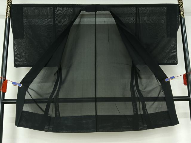 平和屋着物▽男性 羽織 黒紋付 スリーシーズン 春夏秋 暗黒色 正絹 逸品 AABG8649jh