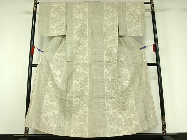 平和屋着物▽本場結城紬 重要無形文化財 単衣 80亀甲 花間道 正絹 逸品 AABG8658jh