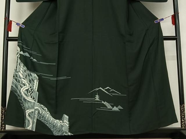 平和屋着物▽訪問着 単衣 風景文 そごう百貨店扱い 正絹 逸品 AABG8666jh