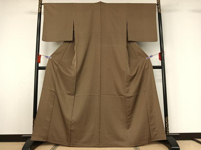 平和屋着物▽上質な小紋 単衣 格子 正絹 逸品 AABG8668jh
