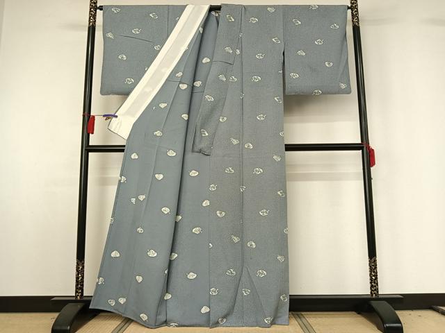 平和屋着物▽上質な小紋 単衣 流水花文 正絹 逸品 AABG8674jh