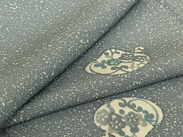 平和屋着物▽上質な小紋 単衣 流水花文 正絹 逸品 AABG8674jh