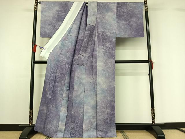 平和屋着物▽吉乃一廉 幻の辻が花 小紋 単衣 霞文 暈し染め 銀通し地 正絹 逸品 AABG8676jh