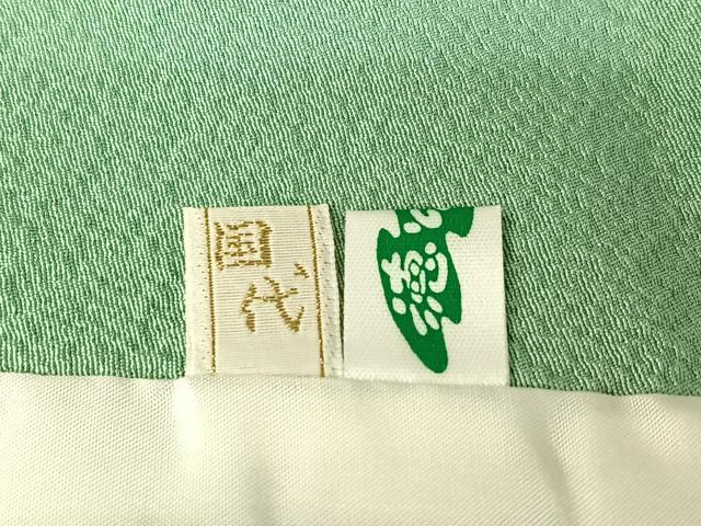 平和屋着物▽上質な色無地 単衣 薄萌葱色 鬼しぼ縮緬 正絹 逸品 AABG8683jh