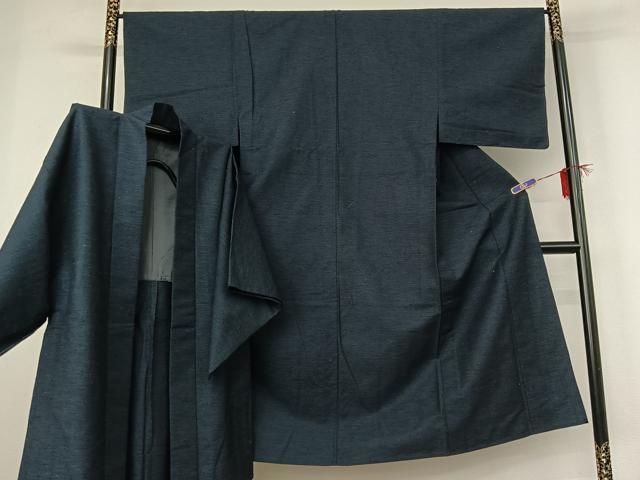平和屋着物▽男性 紬 単衣 アンサンブル 霞文 三越扱い 正絹 逸品 AABG8684jh