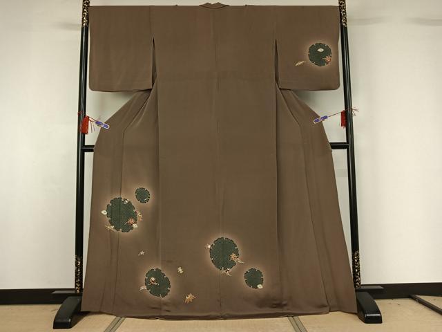 平和屋着物▽訪問着 単衣 友禅 雪輪宝尽くし文 金彩 正絹 逸品 AABG8696jh