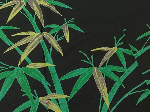 平和屋着物▽訪問着 単衣 片身替わり 笹竹文 福良雀 銀彩 洗える着物 AABG8697jh