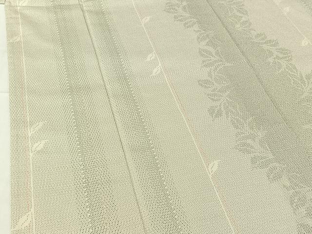 平和屋着物▽本塩沢 単衣 110亀甲 草葉文 正絹 逸品 AABG8713jh